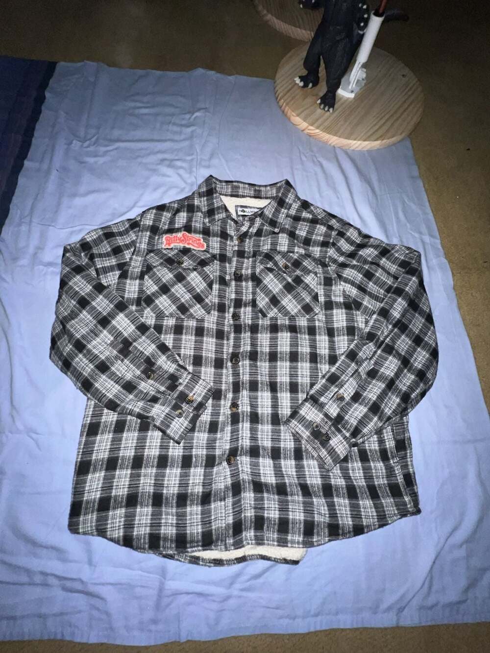 Lifestyle  Sherpa-Lined Plaid Flannel Shirt Jacket with Billy Strings Patch